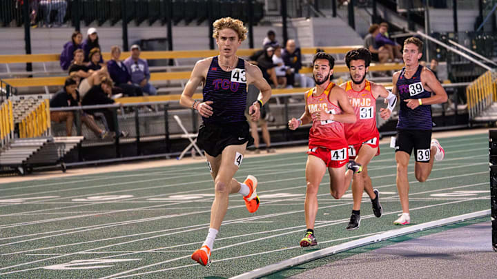 Graydon Morris breaks the 5K school record for TCU men's track and field. Graydon Morris breaks the 5K school record for TCU men's track and field.