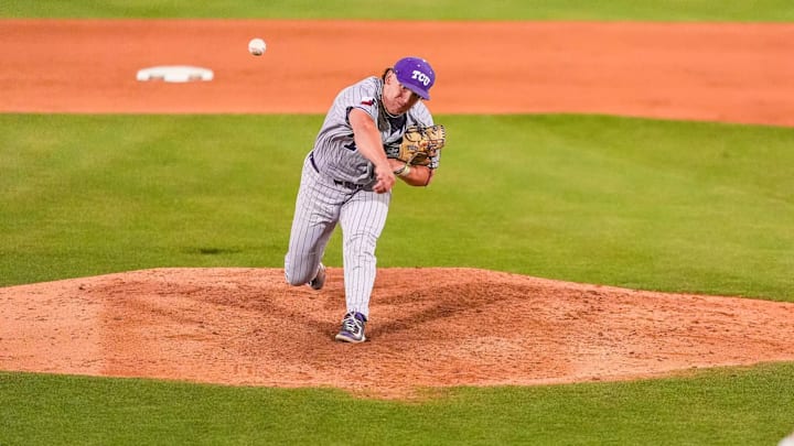 Tommy LaPour delivers a pitch during his 7.0 inning outing vs UCF. Tommy LaPour delivers a pitch during his 7.0 inning outing vs UCF.