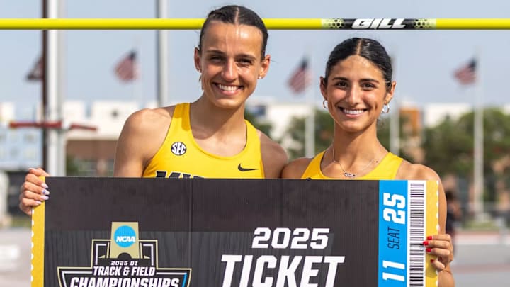 Missouri Track and Field athletes pose after qualifying for the NCAA Finals.