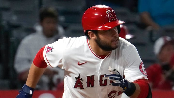 Sep 17, 2021; Anaheim, California, USA; David Fletcher, LA Angels
