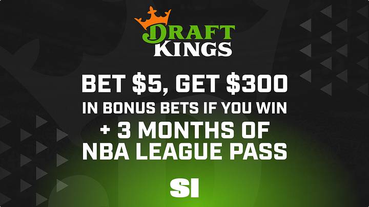 The DraftKings promo code offer unlocks a ‘bet $5, get $300 in bonus bets if you win + 3 months NBA League Pass’ for Thursday Night Football. 
