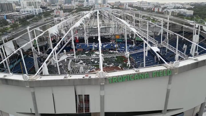 The damage to Tropicana Field after Hurricane Milton. The damage to Tropicana Field after Hurricane Milton.