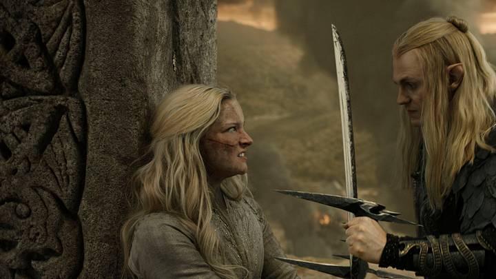 Morfydd Clark as Galadriel; Charlie Vickers as Sauron Morfydd Clark as Galadriel; Charlie Vickers as Sauron