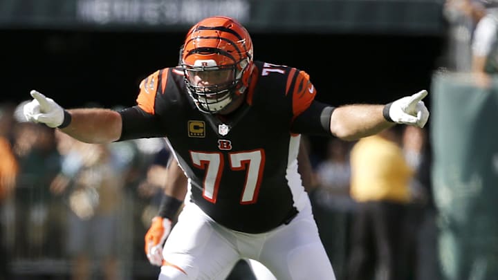 Cincinnati Bengals tackle Andrew Whitworth (77) against the Jets at MetLife Stadium in East Rutherford, New Jersey Sunday September 11, 2016.
Bengals Jets18 Cincinnati Bengals tackle Andrew Whitworth (77) against the Jets at MetLife Stadium in East Rutherford, New Jersey Sunday September 11, 2016.
Bengals Jets18
