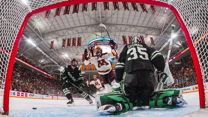 Freshman Wyatt Cullen's hat trick and four-point performance led Minnesota to a series sweep of No. 3 North Dakota, Freshman Wyatt Cullen's hat trick and four-point performance led Minnesota to a series sweep of No. 3 North Dakota,