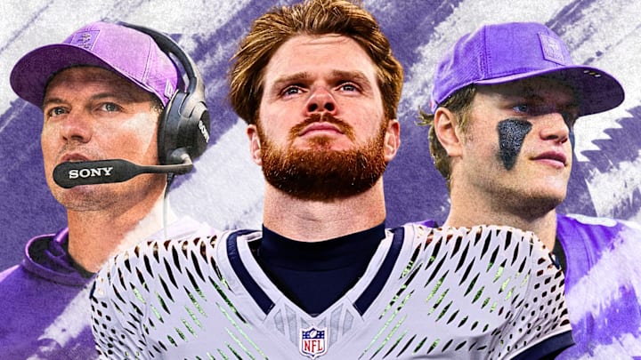 Kevin O'Connell (L), Sam Darnold (M), J.J. McCarthy (R) Kevin O'Connell (L), Sam Darnold (M), J.J. McCarthy (R)