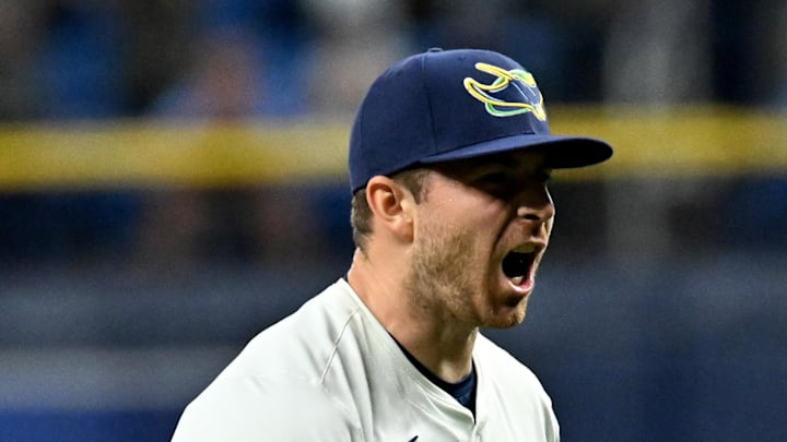 Tampa Bay Rays relief pitcher Hunter Biggs (43) said he is recovering nicely from surgery after getting hit in the face with a foul ball.