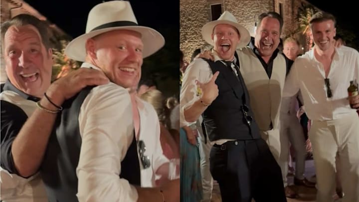 The boys were back in town in Italy at Aaron Ramsdale's wedding