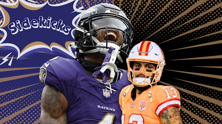 Baltimore Ravens wide receiver Zay Flowers and Bucs WR Mike Evans