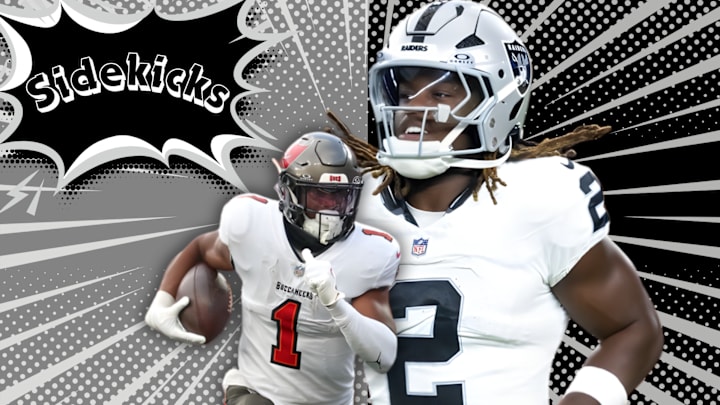 Las Vegas Raiders running back Ashton Jeanty and Bucs RB Rachaad White