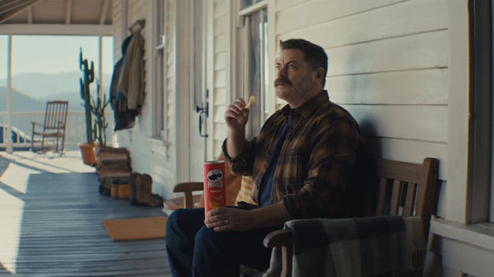 Nick Offerman in Pringles Super Bowl LIX commercial, Call of the Mustaches