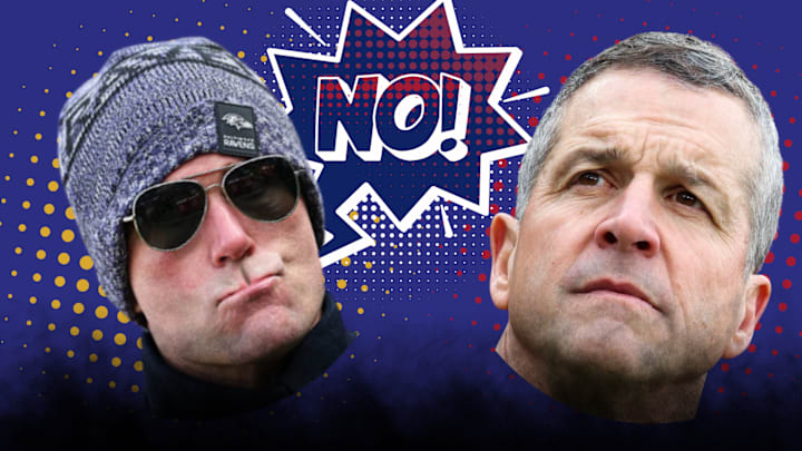 New York Giants head coach and Baltimore Ravens general manager Eric DeCosta New York Giants head coach and Baltimore Ravens general manager Eric DeCosta