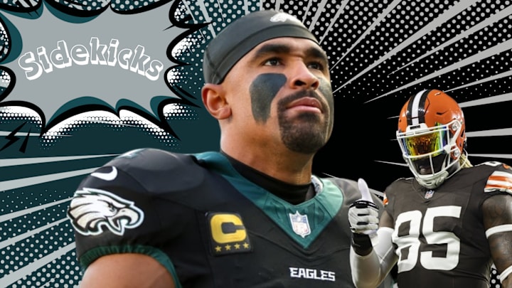 Philadelphia Eagles quarterback Jalen Hurts and Browns tight end David Njoku