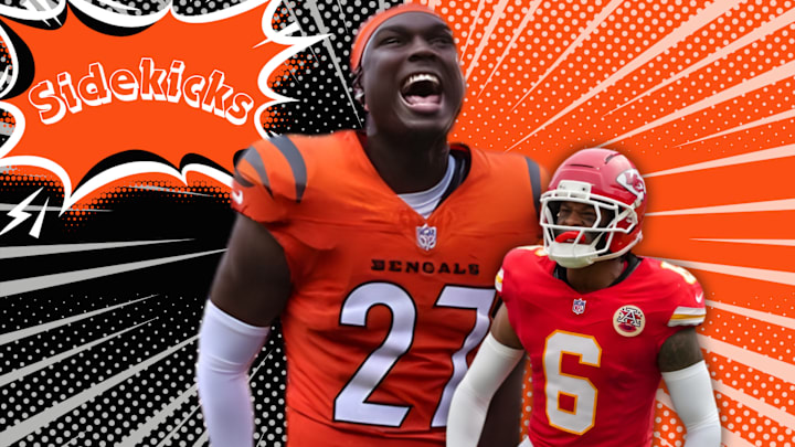 Cincinnati Bengals safety Jordan Battle and Chiefs safety Bryan Cook