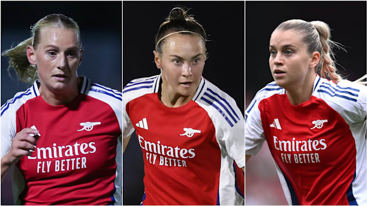 Stina Blackstenius, Caitlin Foord and Alessia Russo Stina Blackstenius, Caitlin Foord and Alessia Russo