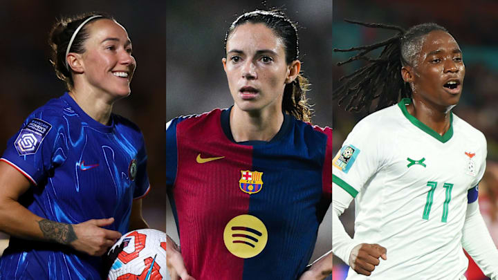 Lucy Bronze (left), Aitana Bonmati (middle), Barbra Banda (right)