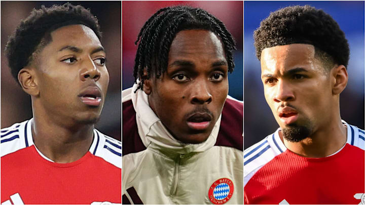 Myles Lewis-Skelly, Mathys Tel and Ethan Nwaneri