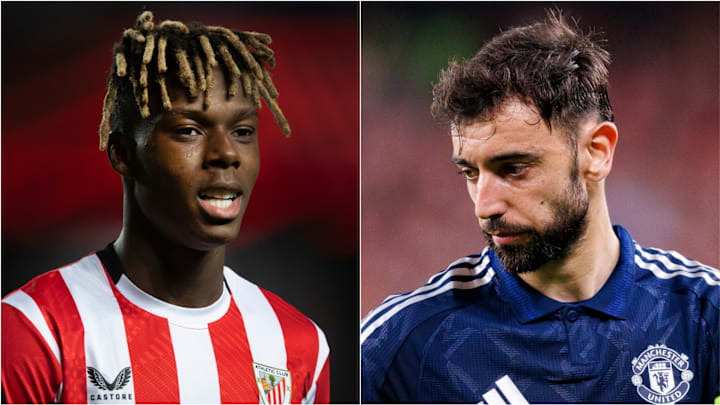 Nico Williams had plenty to say before facing Bruno Fernandes' Man Utd