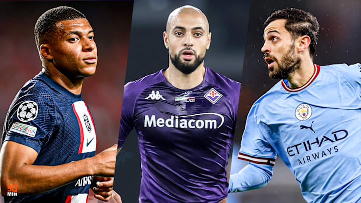 Kylian Mbappé, Sofyan Amrabat et Bernardo Silva