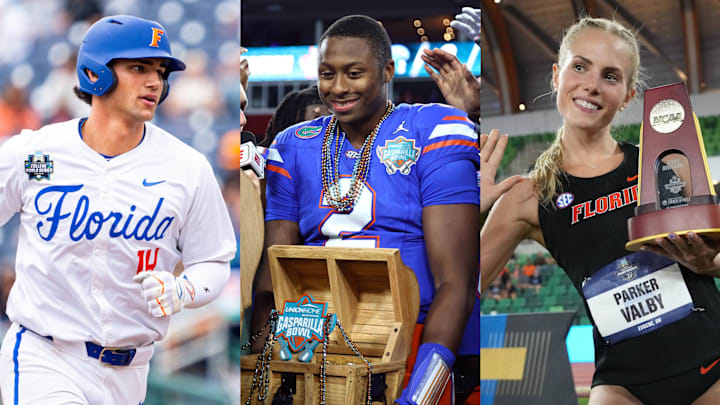 From left to right, Jac Caglianone, DJ Lagway, and Parker Valby all had special years in 2024 for the Florida Gators.