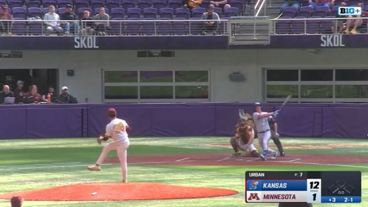 Kansas' Jackson Hauge hits the Jayhawks fifth-consecutive homer run