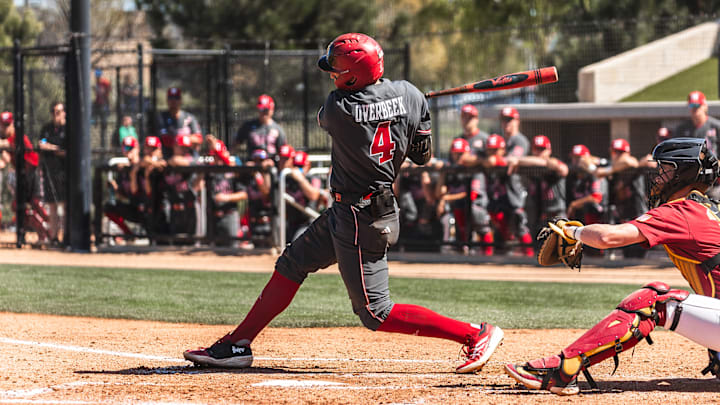 Nebraska's Josh Overbeek swings against USC