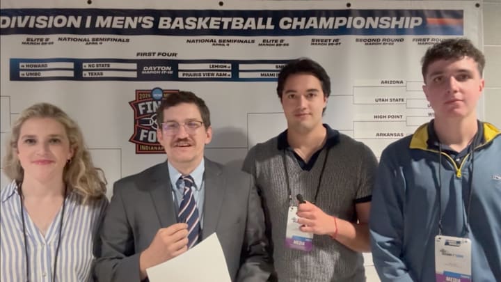 Alabama Crimson Tide on SI writers inside Benchmark International Arena after Alabama's NCAA tournament win over Hofstra