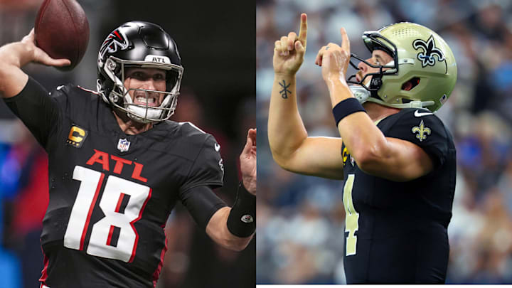 Kirk Cousins leads the Atlanta Falcons against Derek Carr and the New Orleans Saints. Kirk Cousins leads the Atlanta Falcons against Derek Carr and the New Orleans Saints.