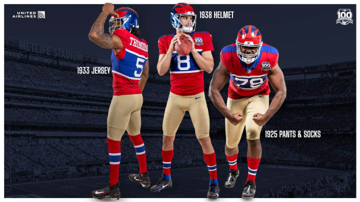 New York Giants 100th anniversary throwback uniforms. New York Giants 100th anniversary throwback uniforms.
