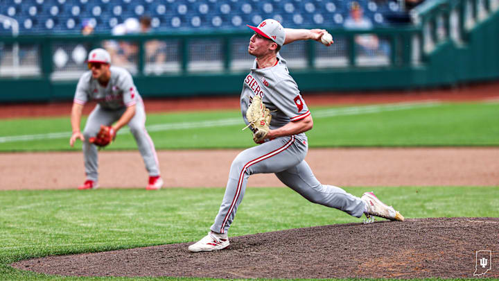 Indiana pitcher Aydan Decker-Petty tossed three innings and allowed one run in a 14-7 win over Ohio State in the Big Ten Tournament.