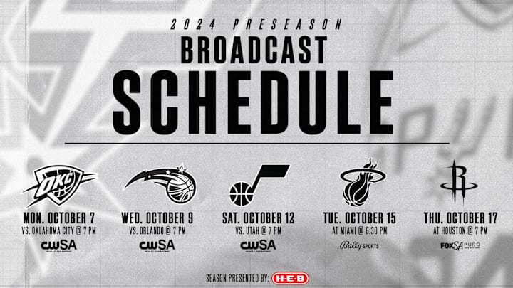 The local TV broadcast schedule was announced for the San Antonio Spurs' preseason slate Friday afternoon.