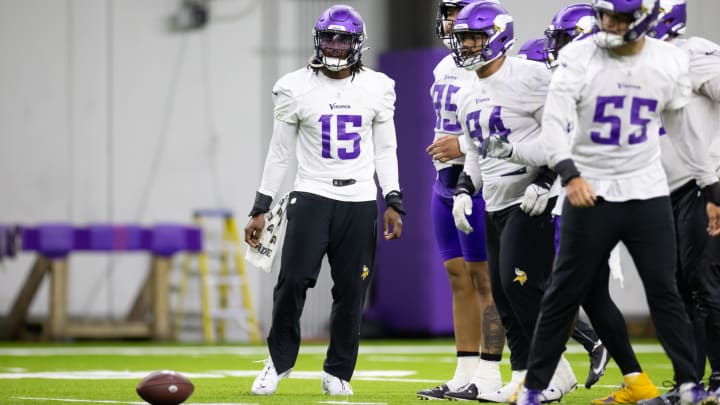 Dallas Turner (15) at Vikings OTA practice