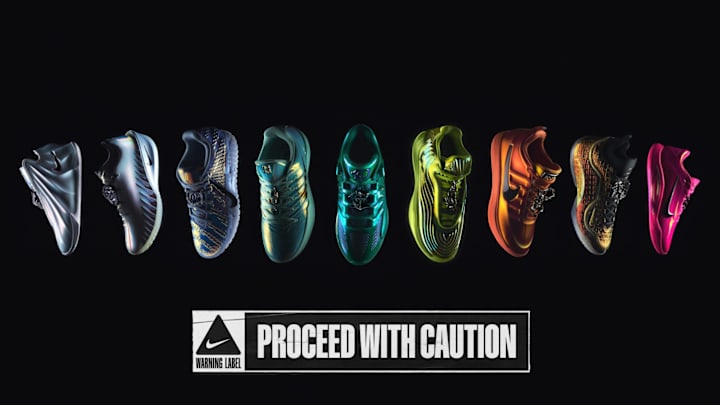 The Nike Basketball 'Warning Label' Collection for the 2026 NBA All-Star Weekend.