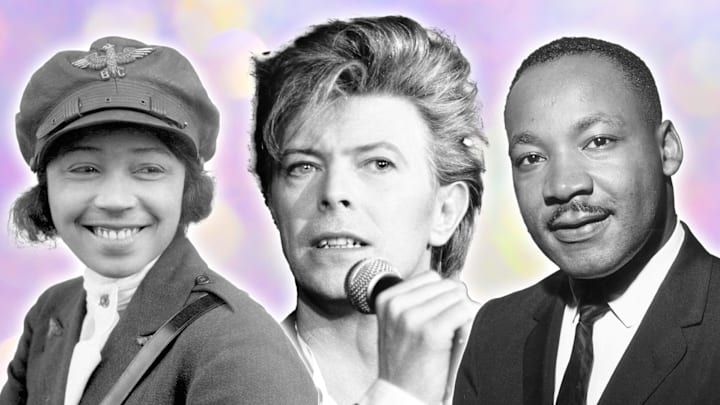 Bessie Coleman, David Bowie, and Martin Luther King Jr. all have January birthdays.