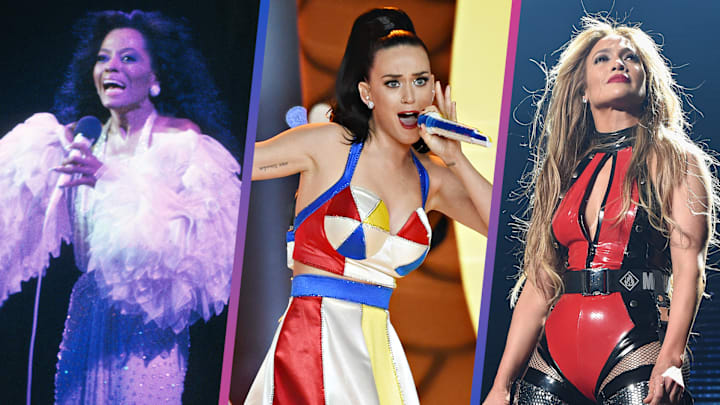 Diana Ross in 1982, Katy Perry in 2015, and Jennifer Lopez in 2018.