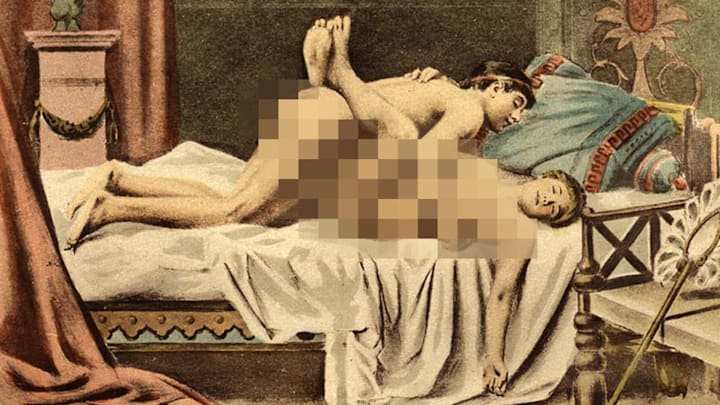 A pixelated version of an illustration by Édouard-Henri Avril from the 1824 book ‘De figuris Veneris.’