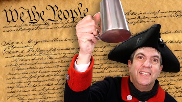 A.J. Jacobs toasting the Constitution.