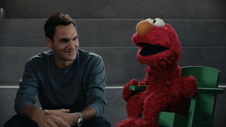 Roger Federer and Elmo star in On's Super Bowl commercial. Roger Federer and Elmo star in On's Super Bowl commercial.