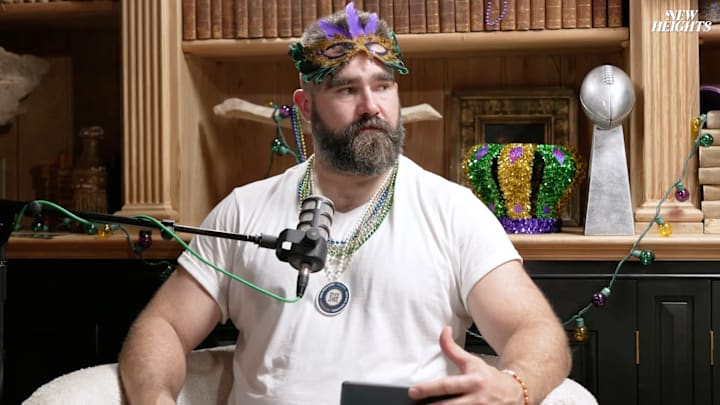 Jason Kelce hosts his podcast, ‘New Heights.’