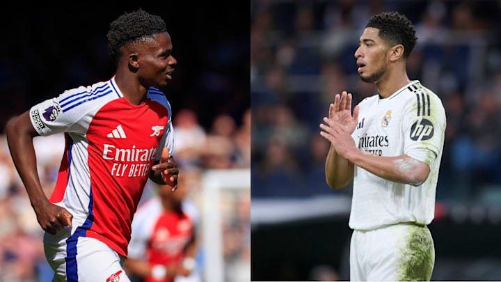 Bukayo Saka (left) and Jude Bellingham (right) both feature in a combined XI between Arsenal and Real Madrid. 