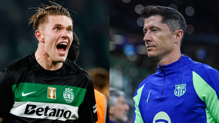 Viktor Gyokeres (left) and Robert Lewandowski (right) headline today's transfer rumors and gossip.