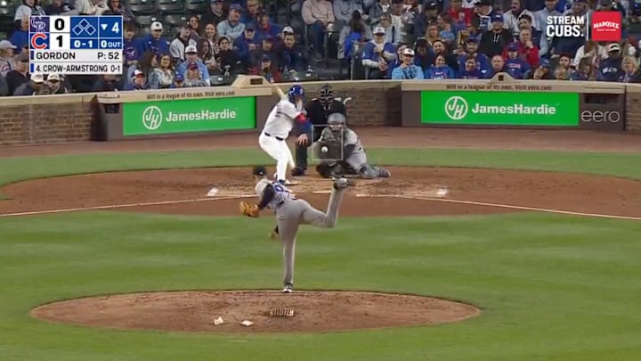 Pete Crow-Armstrong tees off for a home run against the Colorado Rockies.