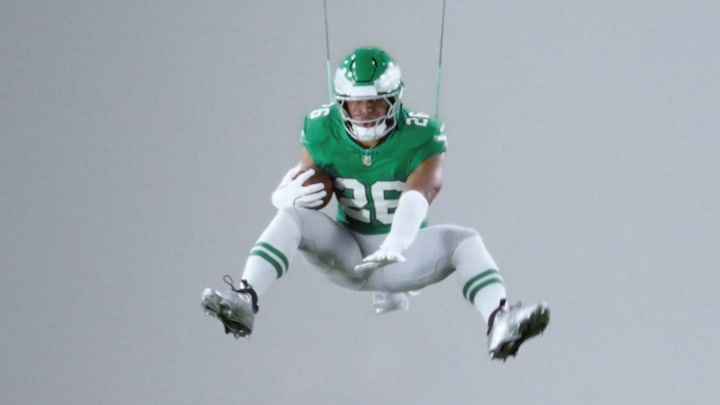 Saquon Barkley poses for the cover of ‘Madden 26.’