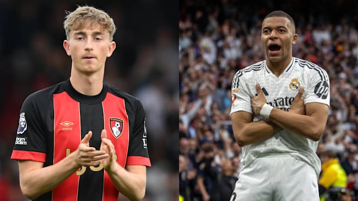 Dean Huijsen (left) and Kylian Mbappé are now Real Madrid teammates.