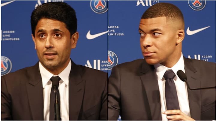 Nasser Al-Khelaifi (left) brought Kylian Mbappé to Paris Saint-Germain in 2017.