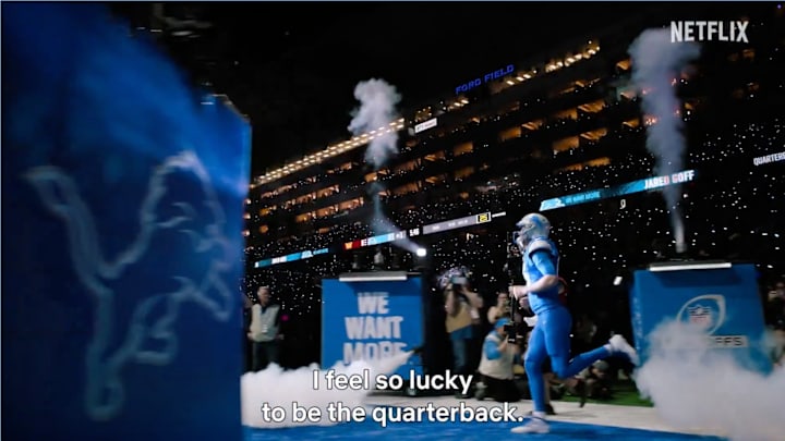 Jared Goff takes the field for the Detroit Lions.