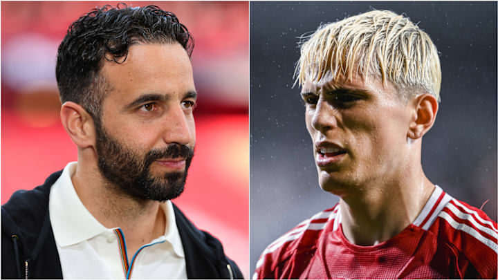 Ruben Amorim (left) has spoken out about Alejandro Garnacho.