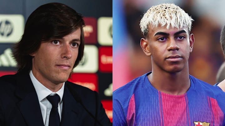 Álvaro Carreras (left) will clash with Lamine Yamal in El Clásico.