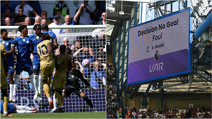 Eberechi Eze’s blistering effort burst through Robert Sánchez’s hands.