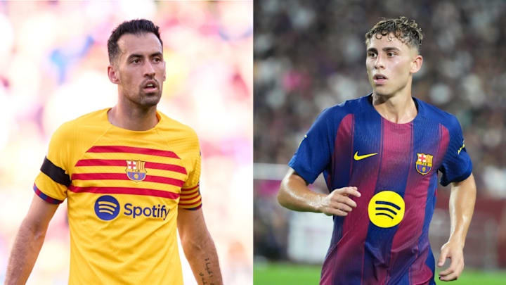 Sergio Busquets (left) and Fermín López are La Masia graduates.